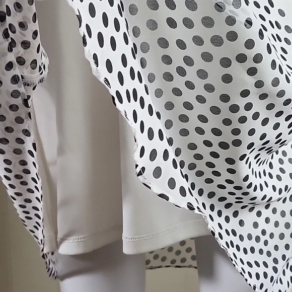 Betsey Johnson White & Black Polka-dot Halter Neck Back Zip Flowy Swing Dress - Picture 5 of 16